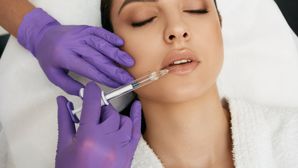 woman getting lip filler treatments near Temecula